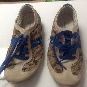 Coach logo  Blue & cream sneakers